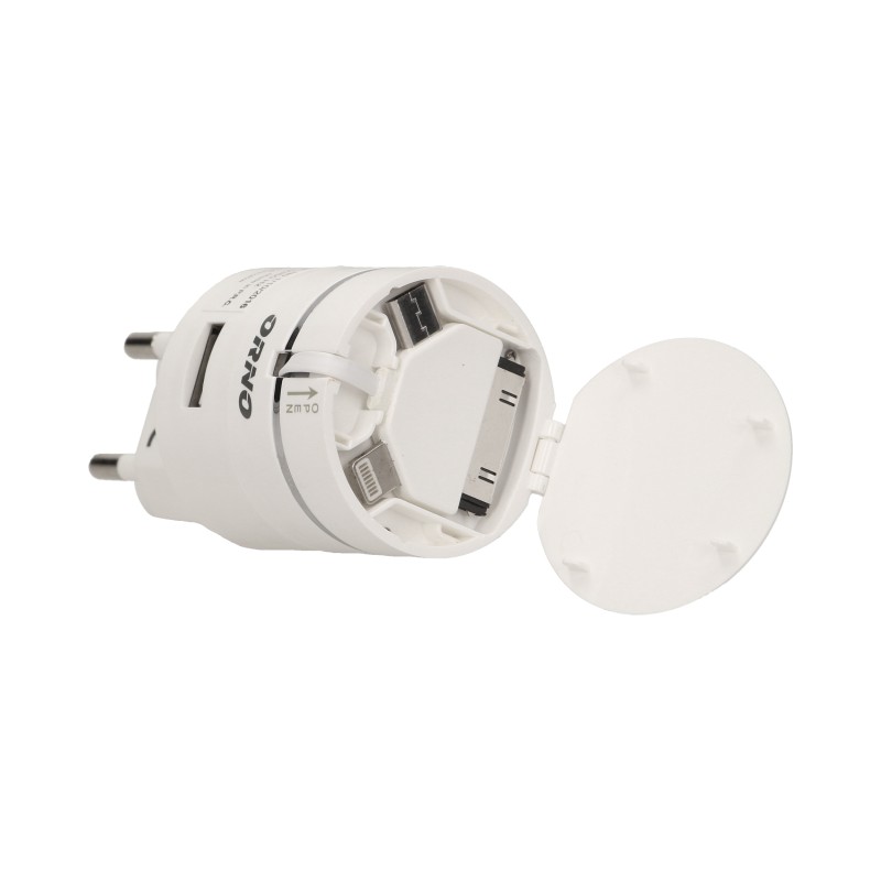 Univerzálna nabíjačka USB pre mobilné telefóny 3v1, navíjací kábel 0.75m, farba biela