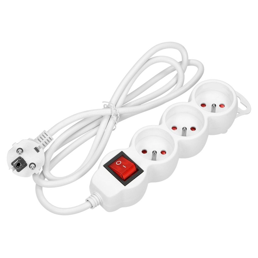 Prodlužovací kabel s vypínačem, 3x zásuvka, kabel 1.5m