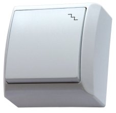 Vypínač (spínač) schodiskový, povrchová montáž, farba biela