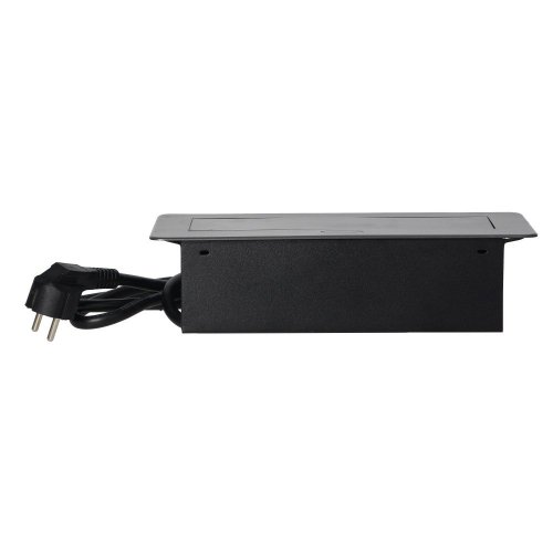 Stolní zásuvkový blok s frézovaným krytem, 2 zásuvky 230V, 2x USB nabíječka 5V , kabel 1.5m, barva grafitová