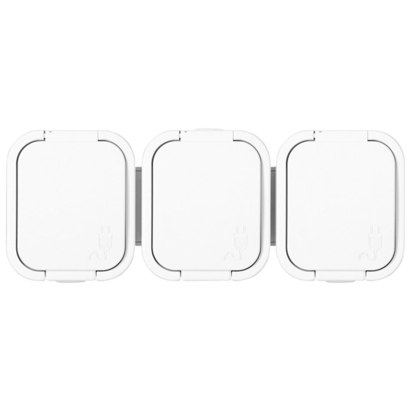 Trojzásuvka na omietku 3x 250V s krytom, NT-316, IP54, farba biela