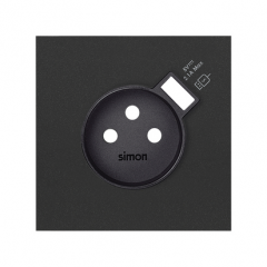 Zásuvka 250V/16A s USB nabíječkou Smartcharge, Simon 100, akrylátové sklo, černá matná barva