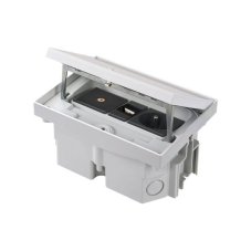 Robustní podlahová zásuvka 1x 250V/16A + 1x port RJ45 cat.6 + 1x TV zásuvka, jednoduchý zámek, krytí IP66, pro lité podlahy, barva šedá matná