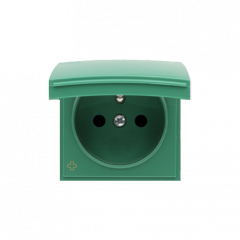 Kryt zásuvky s uzemněním - IP44 - vičko v barvě krytu, antibakteriální antibakteriální zelená