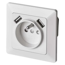Zásuvka pod omietku, 1x 230V, 2x USB-A 5V/DC 2.1A, farba biela