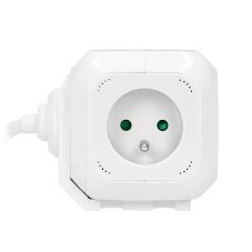 Predlžovací kábel 4x 230V, 2x USB nabíjací, kábel 1.4m, farba biela