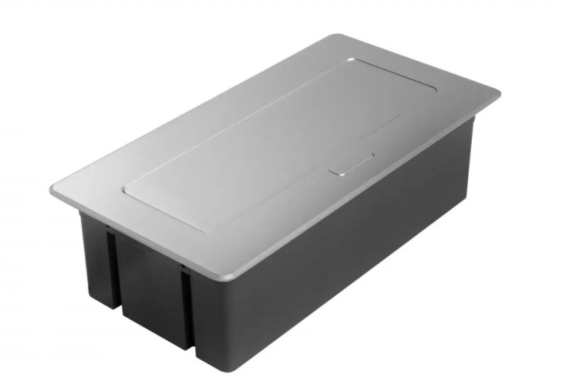 Výklopná zásuvka MULTISOFT, 2x 230V,  USB A/C nabíječka, RJ45, HDMI, barva stříbrná, kabel o délce 1.5m