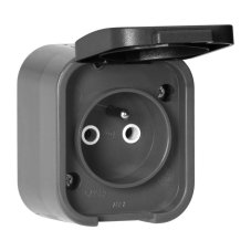 Zásuvka na omietku 1x 250V s krytom, NT-16B2, IP54, farba sivo-čierna