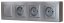 Nástěnný zásuvkový blok, 3x 250V/16A + 1x vypínač č.1, šedé metalizované barvy, bez kabelu