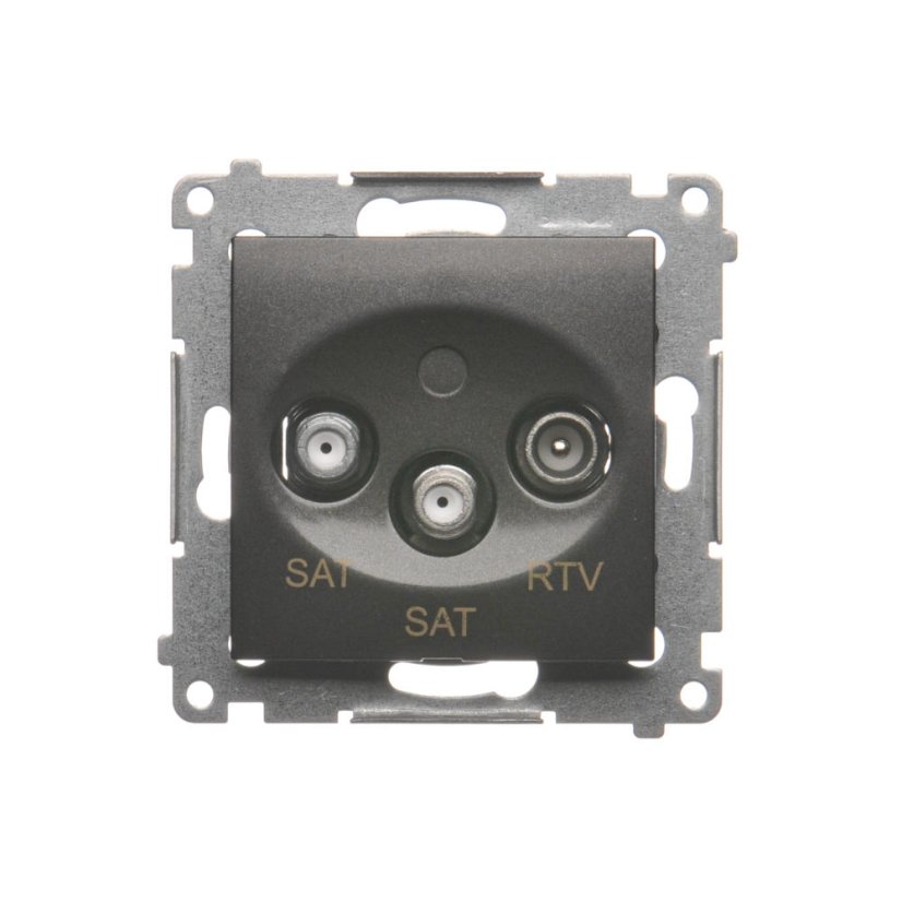 Anténna zásuvka SAT+SAT+RTV terminál (zariadenie s krytom), 2x vstup: 5 MHz÷2,4 GHz, Simon 54, farba antracitová metalizovaná