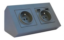 Rohová zásuvka 2x 250V s 2x USB-A nabíječkou v grafitové matné barvě, bez kabelu