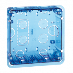 Krabice zapuštěné SIMON 500 2×S500 4×K45 modrá transparentní