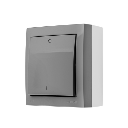 Spínač dvoupólový (přístroj s krytem), IP44, řazení 2, 10 A / 250 V~, šroubové svorky, Aquaclick, barva šedá