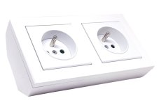Dvojnásobná rohová zásuvka, 2x 250V, barva bílá matná, bez kabelu