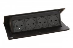 Pop-up blok INCARA 4x zásuvka 250V surface + montážny rám, farba čierna, kábel 2m