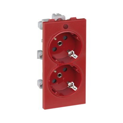 Dvojzásuvka CIMA SCHUKO se signalizací napětí 16A 250V šroubové svorky 108×52mm červený
