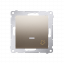 Ovládač zapínací ZVONEK, s orientačním LED podsvětlením, řazení 1/0 So (přístroj s krytem) 10AX 250V, bezšroubové, zlatá matná, metalizovaná