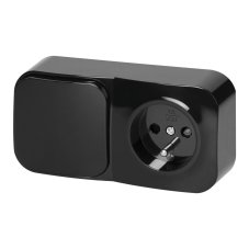 Jednopólový vypínač + zásuvka 230V, nástenná, krytie IP20, ToDo, farba čierna