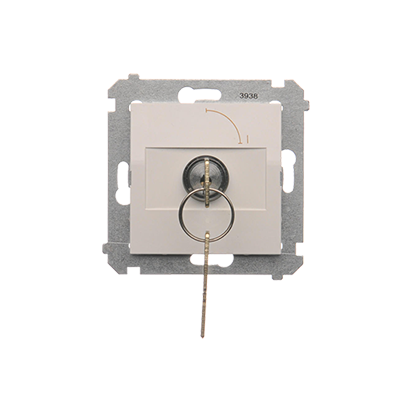 Spínač jednopólový na klíček - 2 polohový „0-I” (přístroj s krytem) 5A 250V, pro pájení, bílá