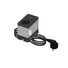 Stolní box Unica se zásuvkou 250V/16A a nabíječkou USB A+C, 3.1A, kabel 2m, barva antracitová