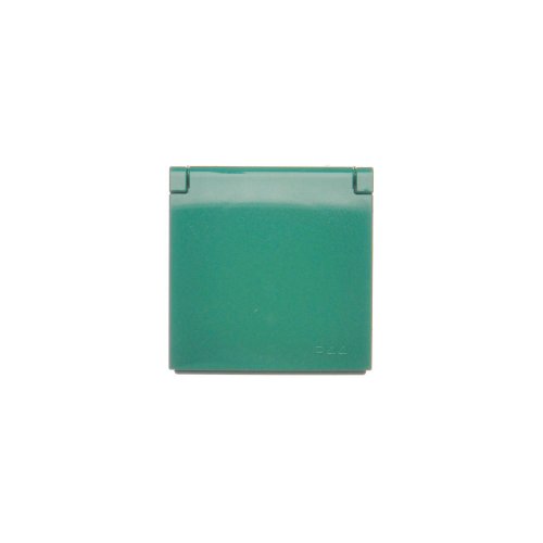 Kryt zásuvky s uzemněním - IP44 - vičko v barvě krytu, antibakteriální zelený