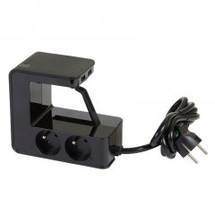 Prodlužovací kabel s klipsem, 4x zásuvka 230V, 2x USB-A nabíjecí, osvětlený vypínač, barva černá