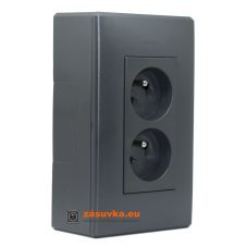 Nástenný box S500, 1x dvojzásuvka 250V, bez kábla, farba grafitovo-šedá