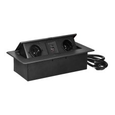 Výklopný zásuvkový blok s frézovaným krytom, 2x zásuvka 230V, 2x USB A + C nabíjačka 5V / 3,6A, kábel 1.5m, farba grafitová - šedá