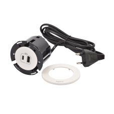 Zapustená nabíjačka INCARA Disq 60, 1x USB-A + 1x USB-C, kábel 2m, farba biela
