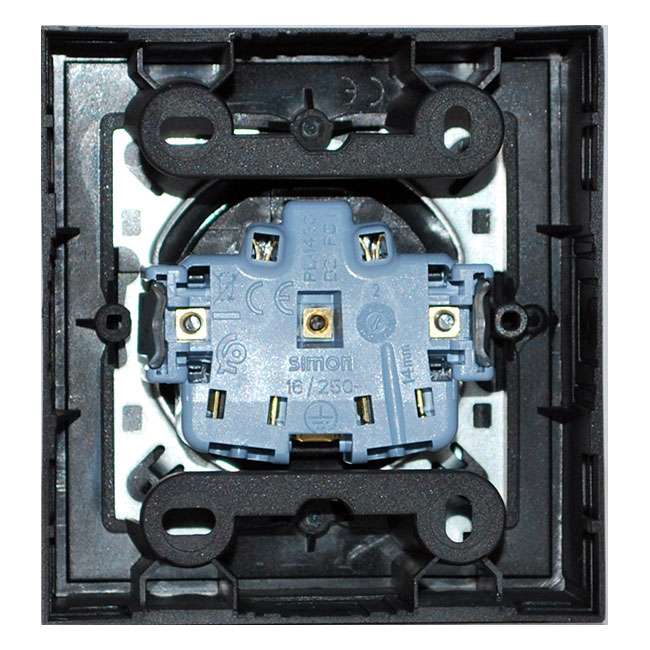 Zásuvkový blok nástenný 1x 250V / 16A bez kábla, farba čierna matná