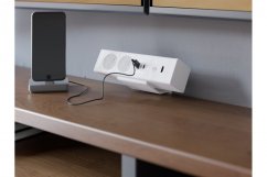Zásuvka na dosku stola BAR, 2x 250V, 2x USB A + C nabíjačka, 1x RJ45 cat.6, 1x HDMI, kábel 1.5m, hliníkové telo, farba biela