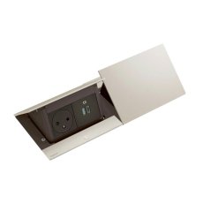 Pop-up blok INCARA 2x zásuvka 250V (proti sobě) + 2x nabíječka USB-C 45W Power Delivery, povrch hliník, kabel 2m