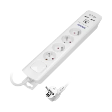 Prepäťová ochrana 375J, 4x zásuvka 230V/10A, 2x nabíjací USB-A 2.1A, presvetlený vypínač, kábel 3m