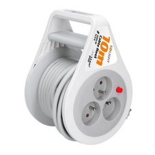 Predlžovací prívod na bubne 10m, 3 zásuvky, šedý kábel, 3x 1,5mm2