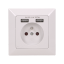 Zásuvka pod omietku, 1x230V, 2x USB nabíjačka 5V