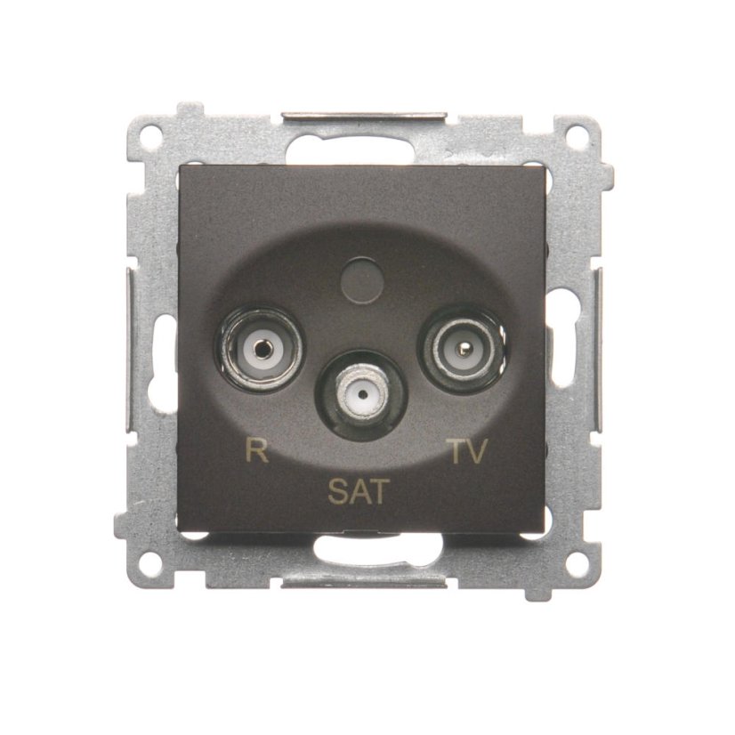 Anténna zásuvka R+TV+SAT terminál (zariadenie s krytom), 1x vstup: 5 MHz÷2,4 GHz, Simon 54, farba hnedá metalizovaná