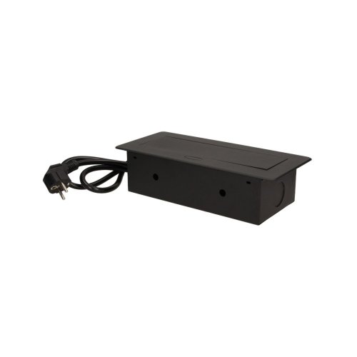 Výklopný blok zapustený, 3x zásuvka, frézovaný kryt 2mm, čierna farba, kábel 1.5m