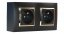 Nástenný zásuvkový blok, 2x 250V/16A, čiernej farby so zlatým lesklým ozdobným rámom, bez kábla
