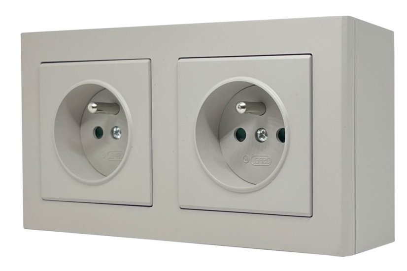 Zásuvka na zeď SONATA, 2x 250V/16A, barva kašmír