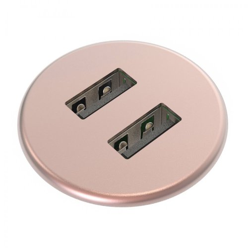 Nabíječka Powerdot MICRO - 2x USB-A, 5V/2A, kovová, růžový křemen