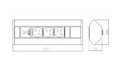 Rohový zásuvkový blok 3x230V, 2xUSB 2.1A 5V, strieborno-čierny, kábel 1.5m
