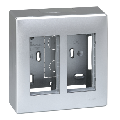 Nástenný box S500, 4x zásuvka 250V, bez kábla, povrch hliník