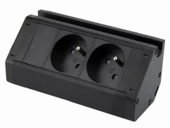 Dvojitá rohová zásuvka 2x 230V s držákem na telefon, kabel 1.5m, barva černá