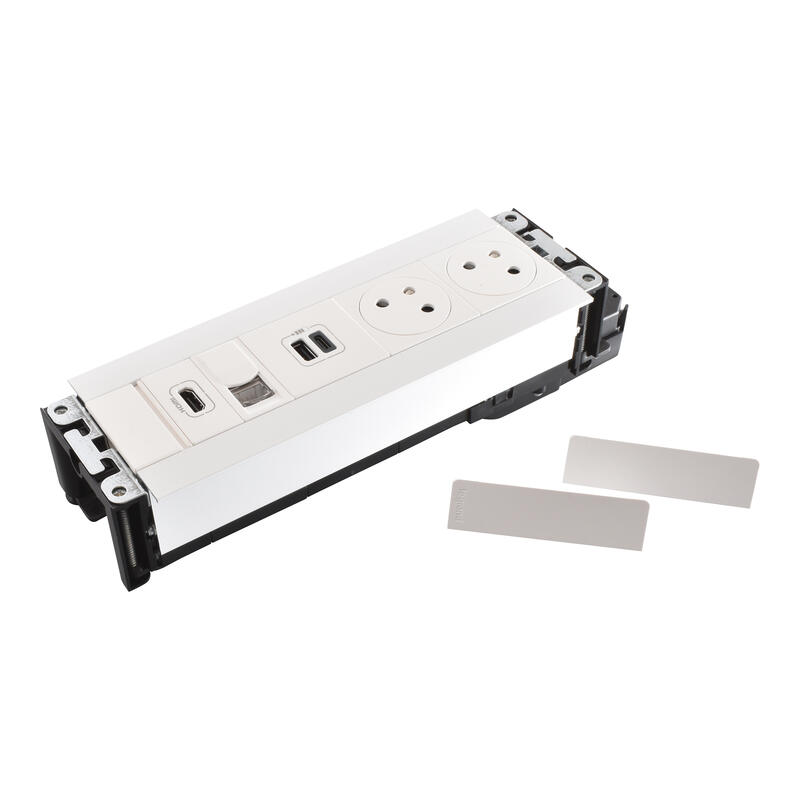 Zapuštěný blok INCARA Multilink (horizontální verze), 2x zásuvka 250V Surface, 1x dvojitá USB A+C nabíječka, 1x RJ45, 1x HDMI, kabel 2m, barva bílá