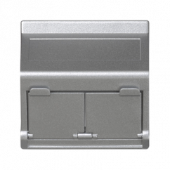 Kryt datové zásuvky K45 pro adaptéry MD dvojitá šikmá s kryty 45×45mm hliník