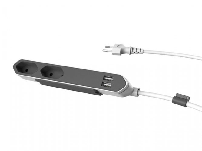 Kábel predlžovací PowerCube POWERBAR USB, šedý
