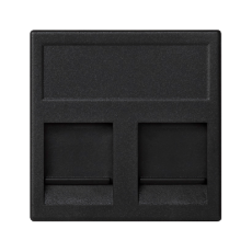 Kryt datové zásuvky K45 ITT CANNON dvojitá plochá s kryty 45×45mm grafitově-šedá