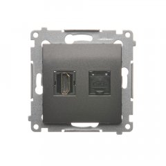 Simon Zásuvka HDMI data RJ45 cat.6 antracitová, metalizovaná