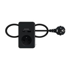 Stolní box Unica se zásuvkou 250V/16A a nabíječkou USB A+C, 3.1A, kabel 2m, barva antracitová