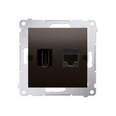 Zásuvka HDMI + dátová RJ45 cat. 6 (zariadenie s krytom), Simon 54, farba hnedá metalizovaná